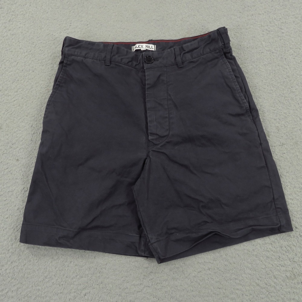 Alex Mill Mens 28 Navy Blue Garment Dyed Twill Chino Utility Shorts Flap Pocket